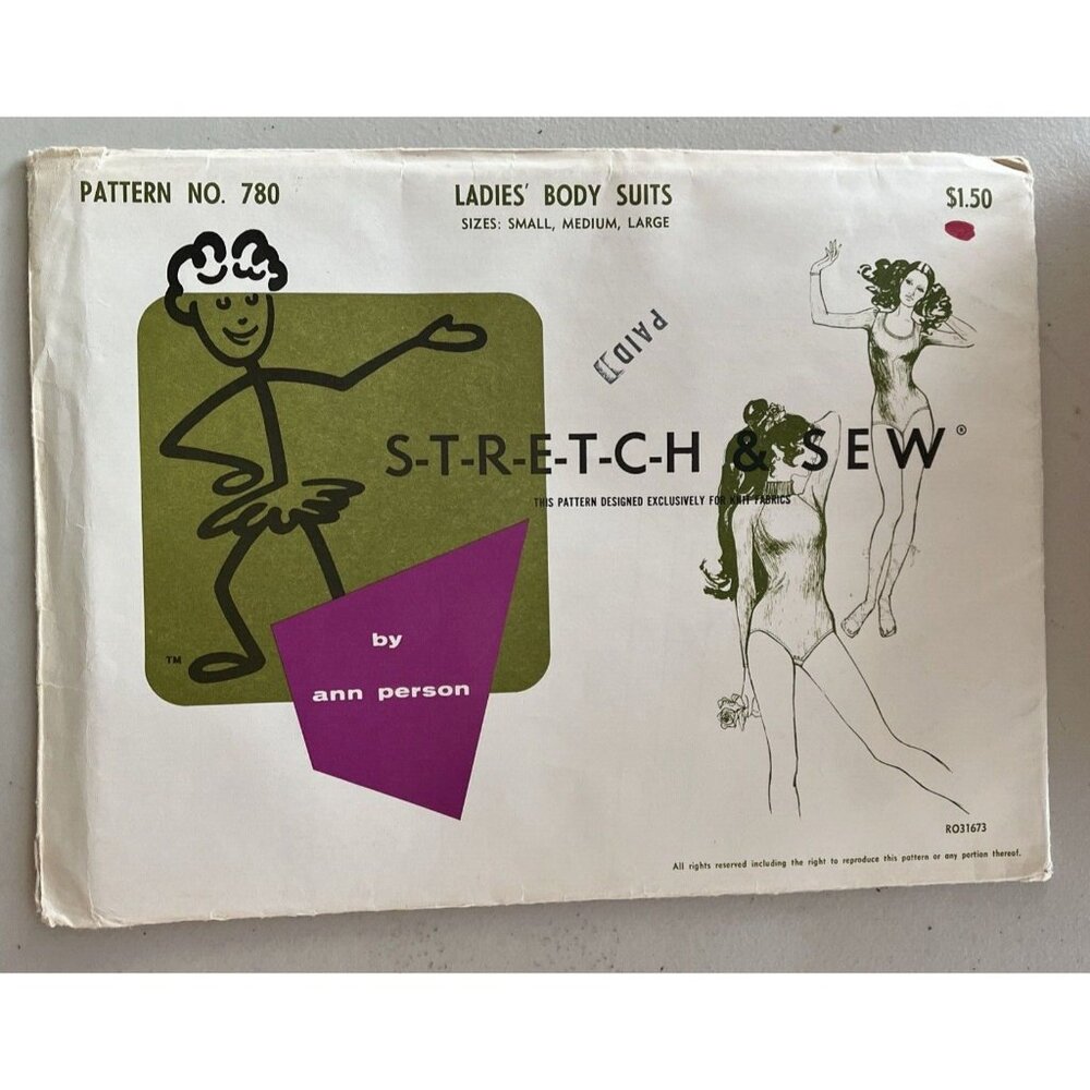 Stretch & Sew  780 UNCUT FF Bodysuit Long Sleeve Dance Leotard Bust 30-40"